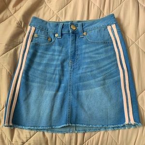 Denim Medium Wash Mini Skirt Pink Stripes